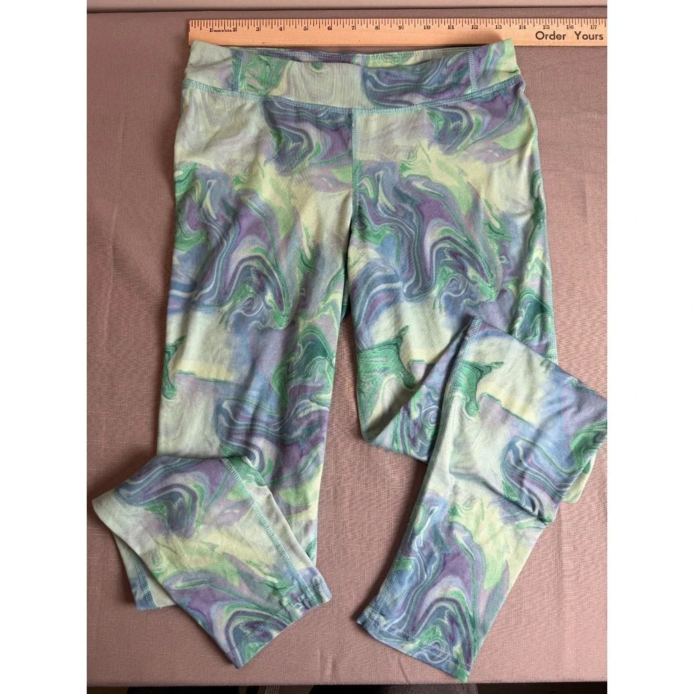 Girls Champion Active Pants Size XL 14-16 Leggings Green Blue - Picture 8 of 9